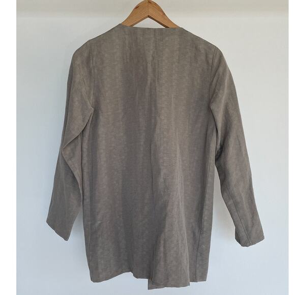 EILEEN FISHER Taupe Silk Linen Open Jacket Sz PP Minimal Luxe - Picture 2 of 15
